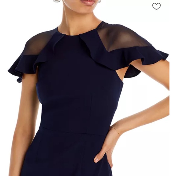 NWT Eliza J Ruffle Sleeve Velvet Cocktail Dress - Picture 2 of 14